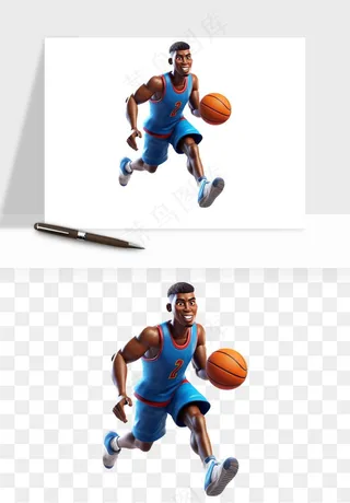 立体篮球人物png免抠