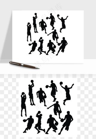 篮球运动人物剪影矢量
