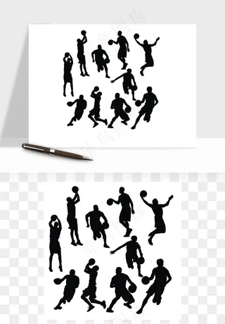 篮球运动人物剪影矢量