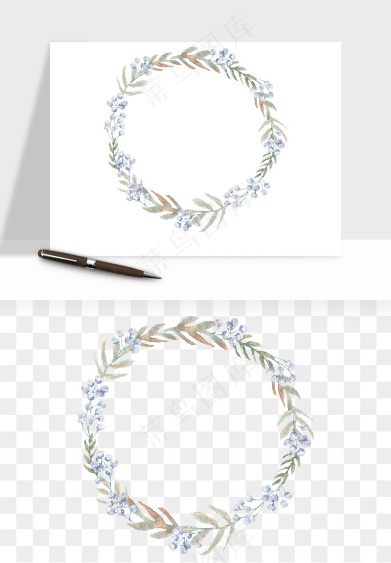 手绘花环边框浪漫png免抠