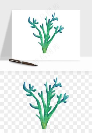 卡通珊瑚海底植物png免抠