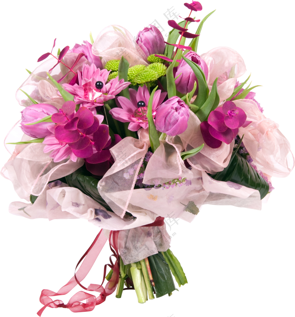 多种花包成的花束免抠PNG图片素材