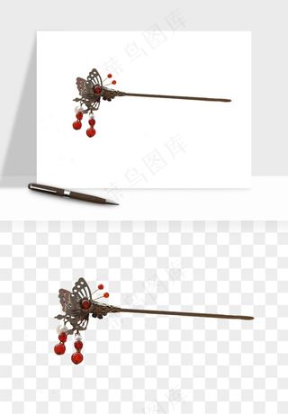 古风发簪头饰配饰png免抠