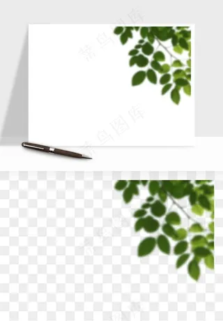 绿叶虚化前景树枝png免抠
