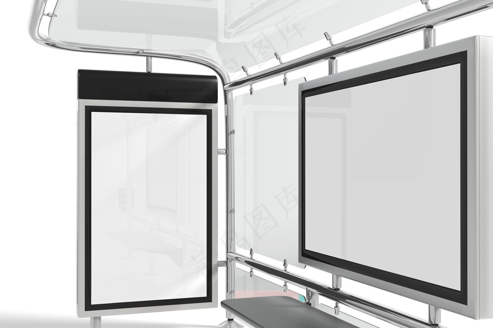 车站停车亭广告海报空白样机-209
