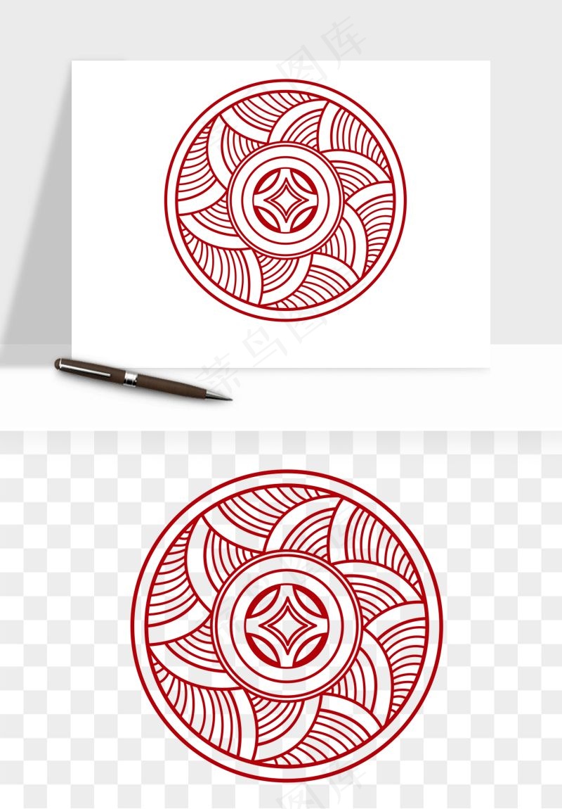 传统窗花剪纸图案png免抠