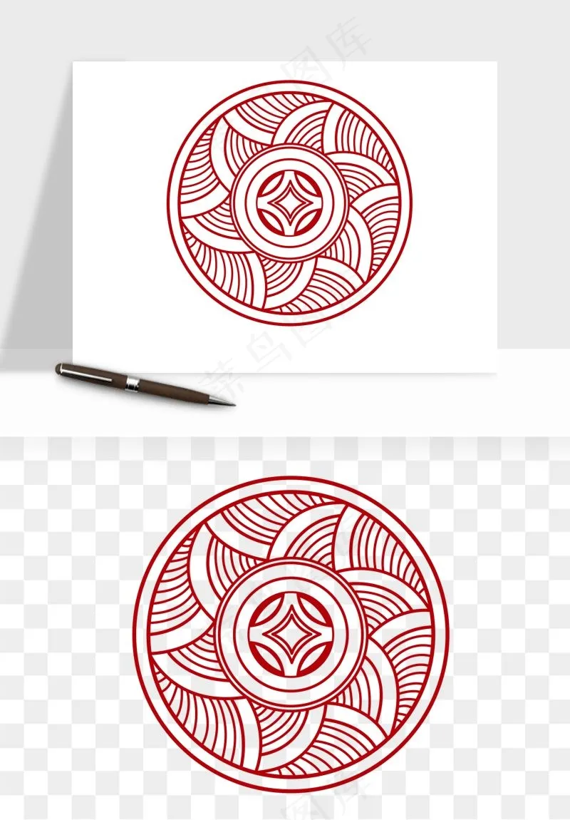 传统窗花剪纸图案png免抠