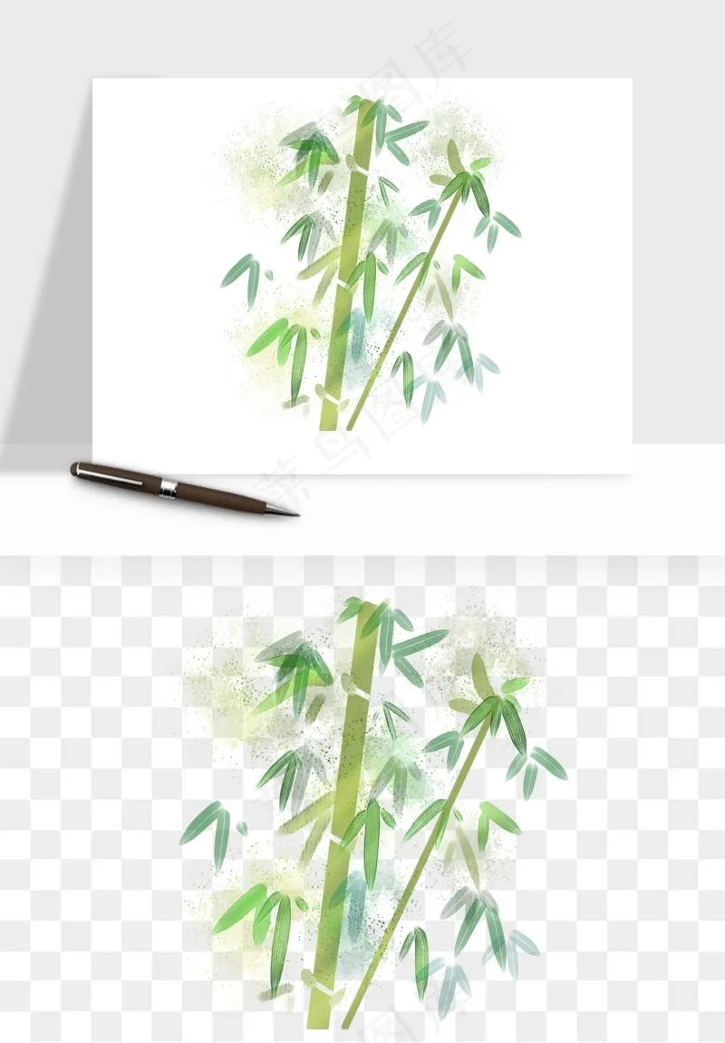 手绘竹子竹叶png免抠