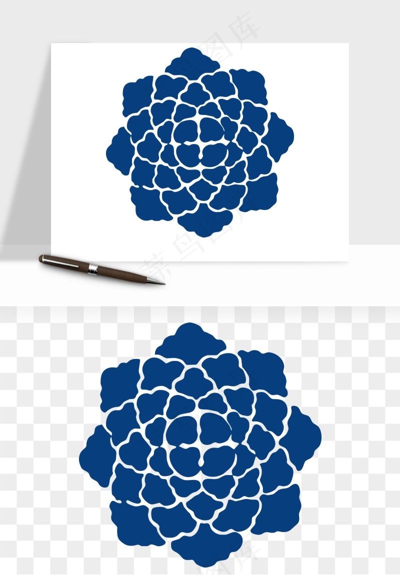 青花瓷花纹花卉图案png免抠