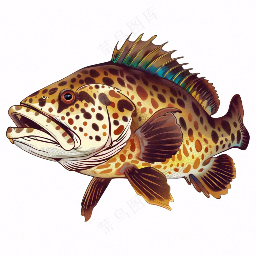 海洋鱼类海鲜卡通插画免抠