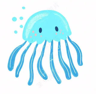 水母海洋动物卡通插画免抠