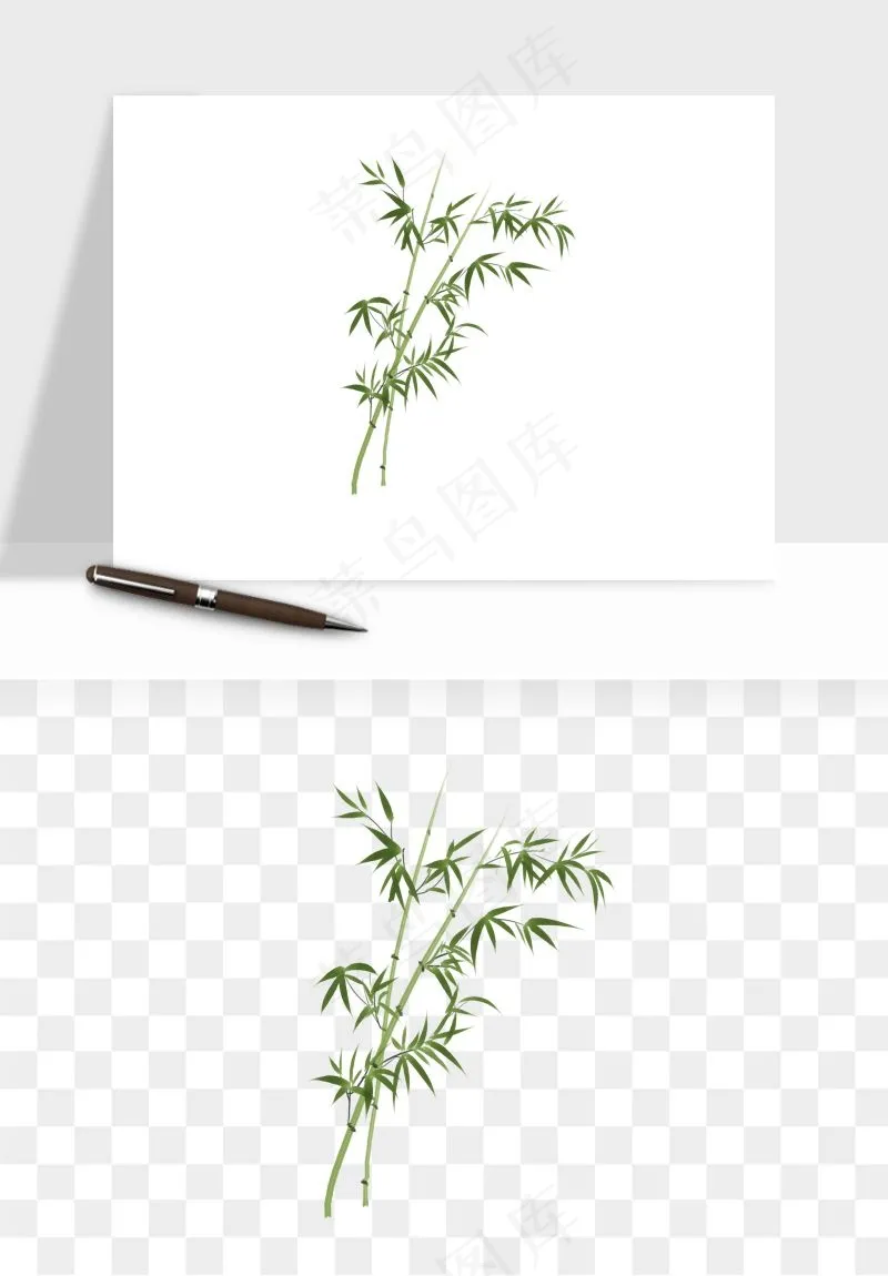 手绘竹子竹叶png免抠