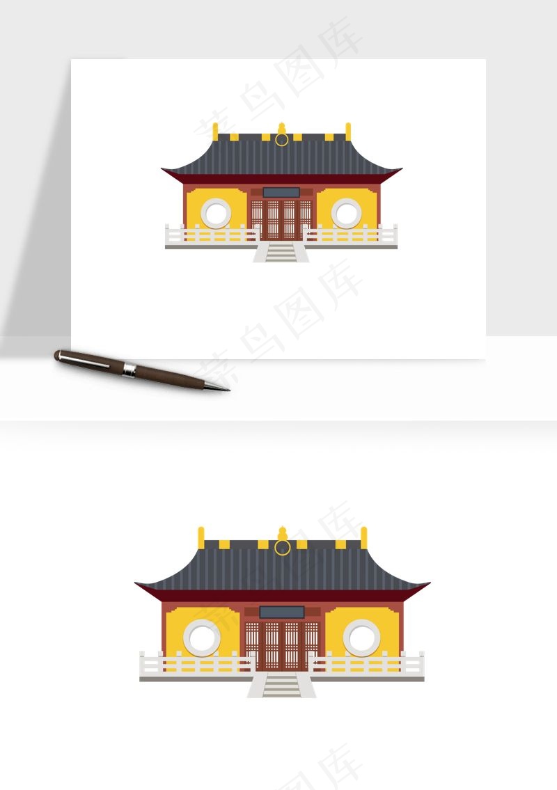 国潮风古建筑古楼古塔鼓楼ai,png免抠图