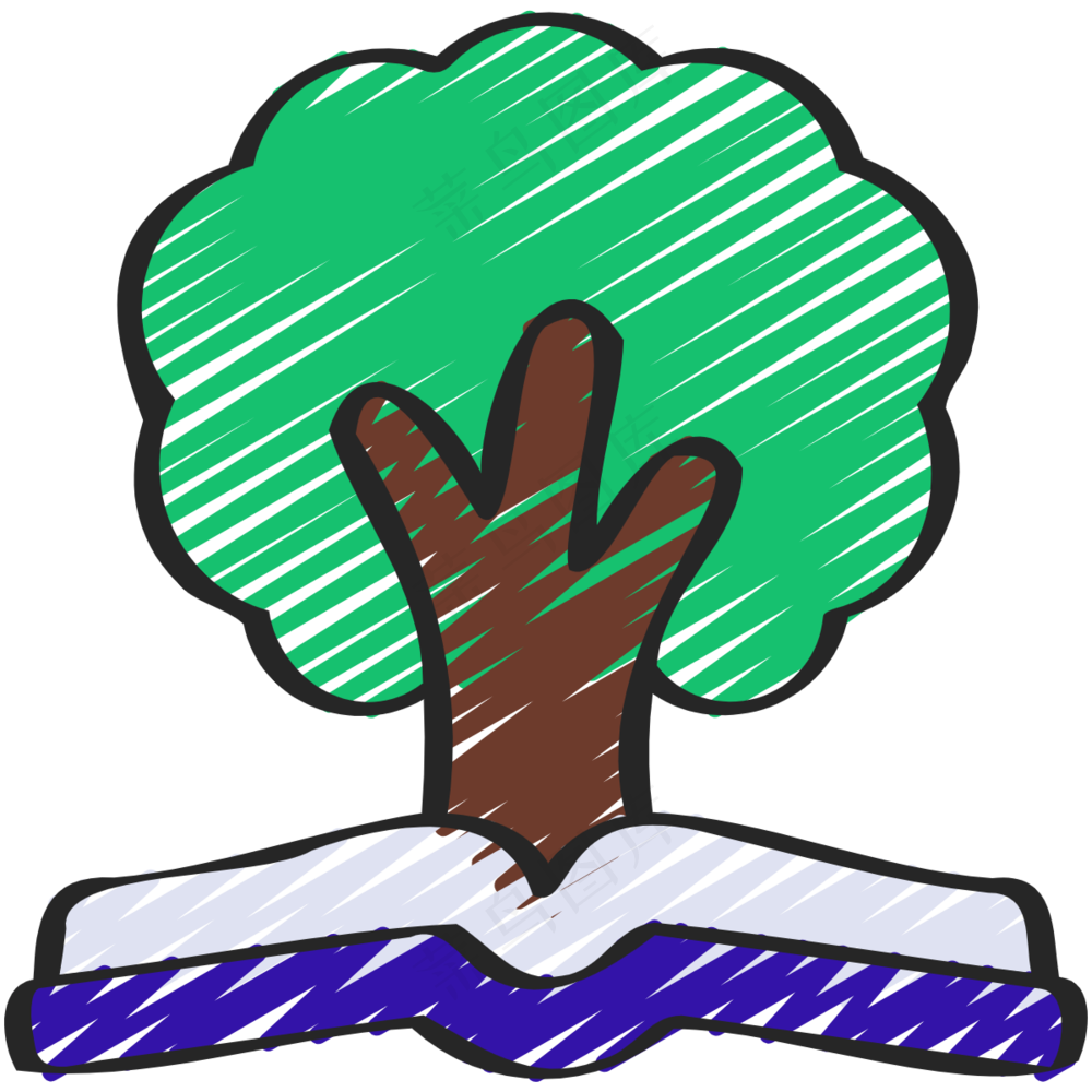 知识 书籍 树 铅笔手绘图标icon