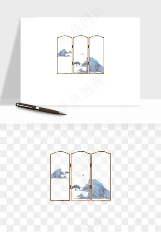 屏风国风元素png免抠