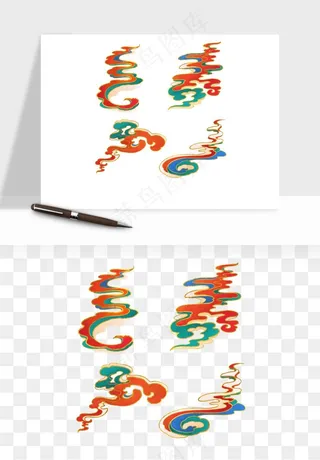 国潮敦煌云纹祥云云彩png免抠