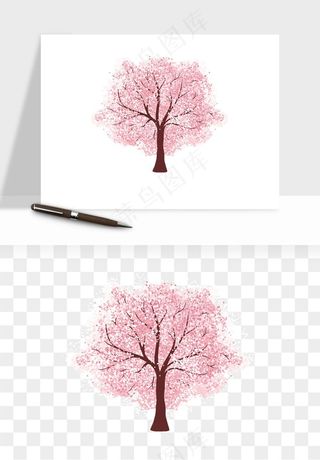 手绘樱花树png免抠