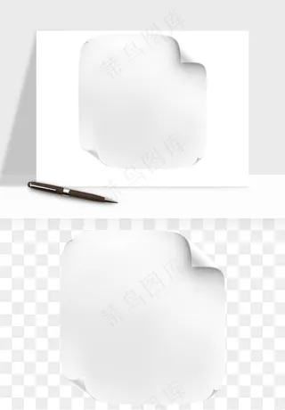 白纸卷边角翻页效果png免抠