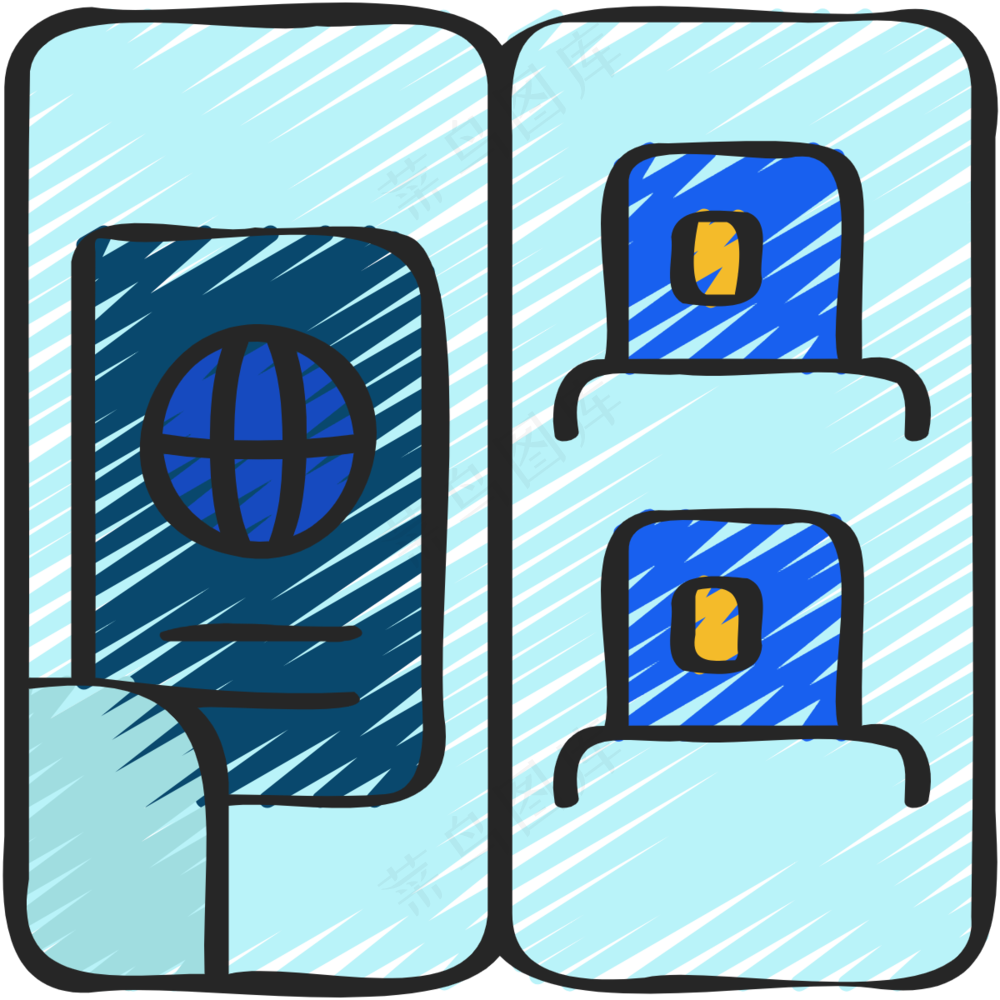 旅行护照证件 铅笔手绘图标icon