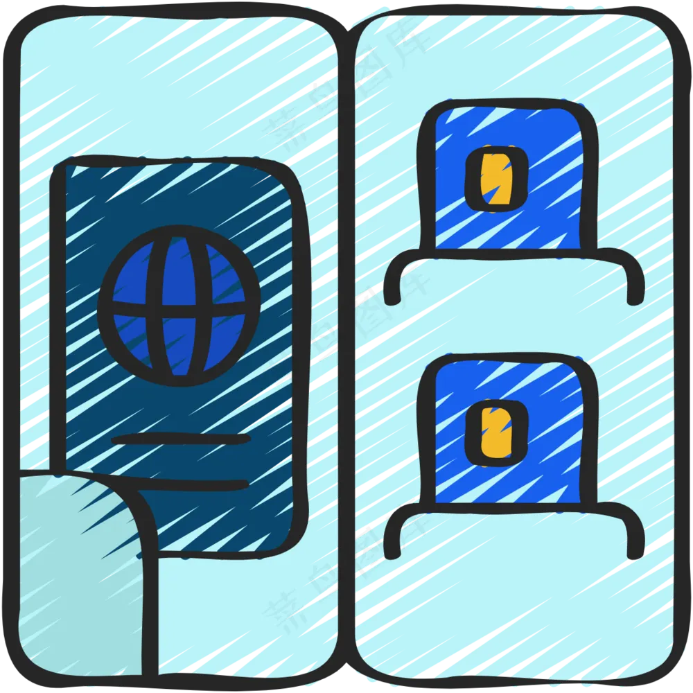 旅行护照证件 铅笔手绘图标icon