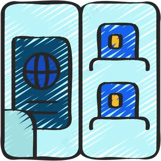旅行护照证件 铅笔手绘图标icon