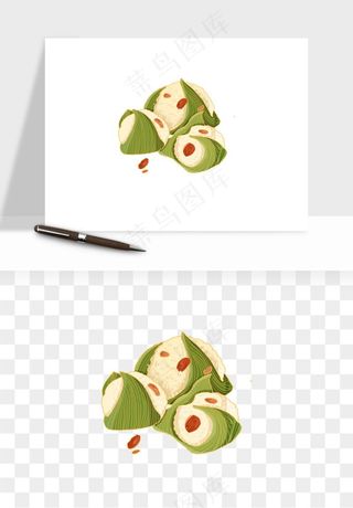 国潮粽子手绘肉粽png免抠