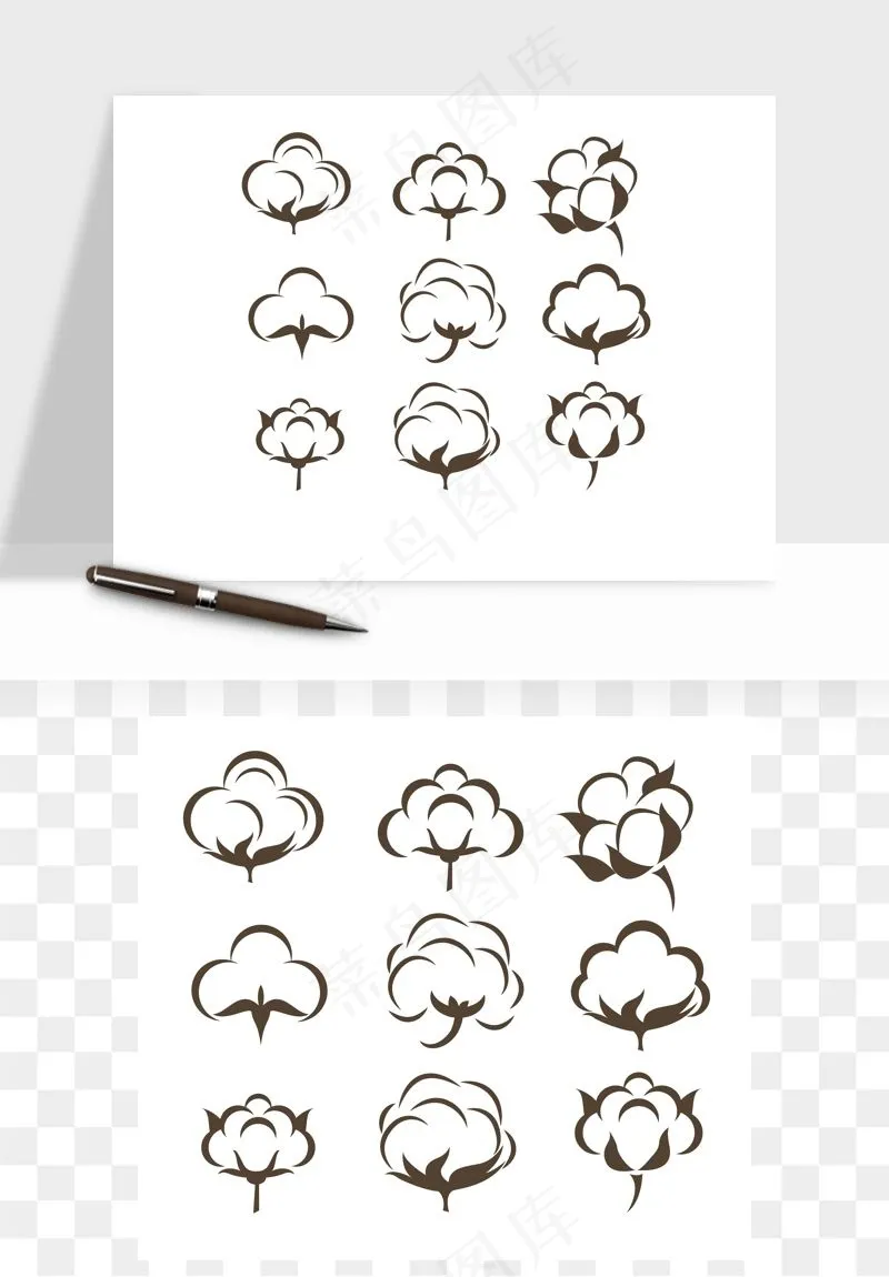 手绘棉花矢量png免抠