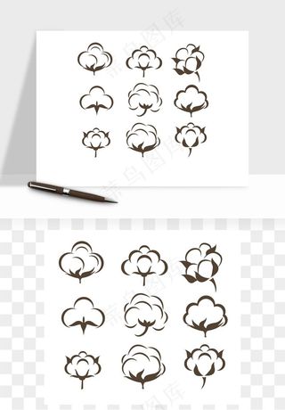 手绘棉花矢量png免抠