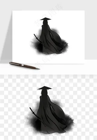 水墨江湖侠客武侠剪影png免抠