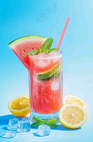 夏日冰镇西瓜汁饮品饮料摄影图