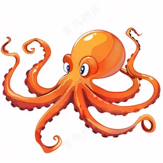 海洋动物章鱼墨鱼鱿鱼卡通插画免抠