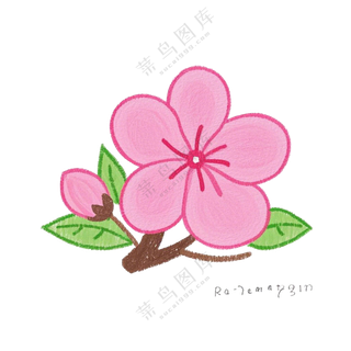 桃花红色春分免扣图