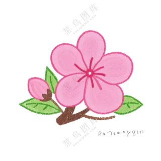 桃花红色春分免扣图