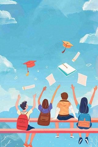 学生毕业季考试青春插画背景