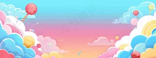 儿童梦幻糖果云朵儿童节卡通插画背景