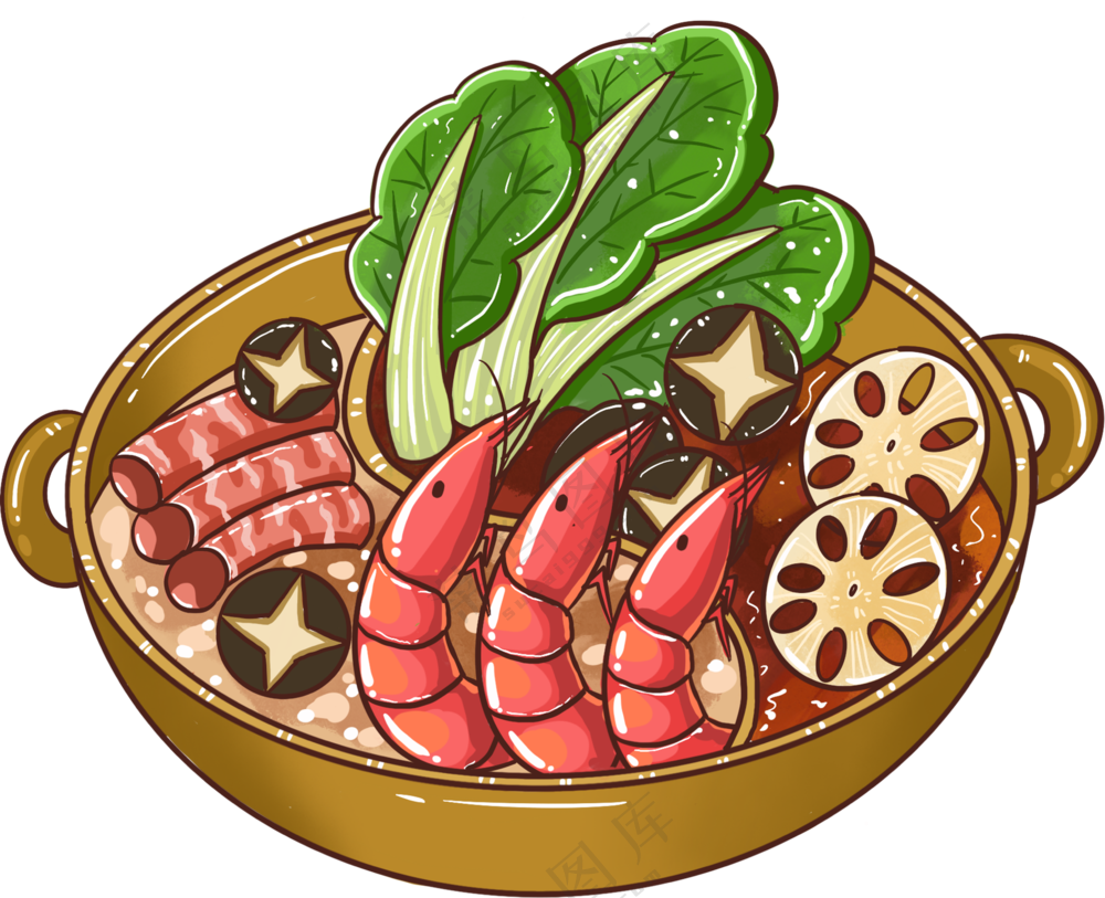 手绘插画-美食火锅