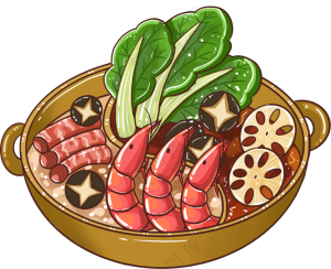 手绘插画-美食火锅