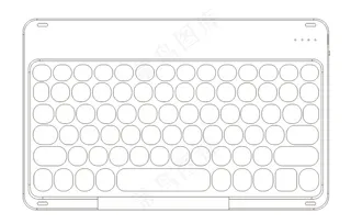 圆帽键盘 苹果键盘 无线键盘 线稿图