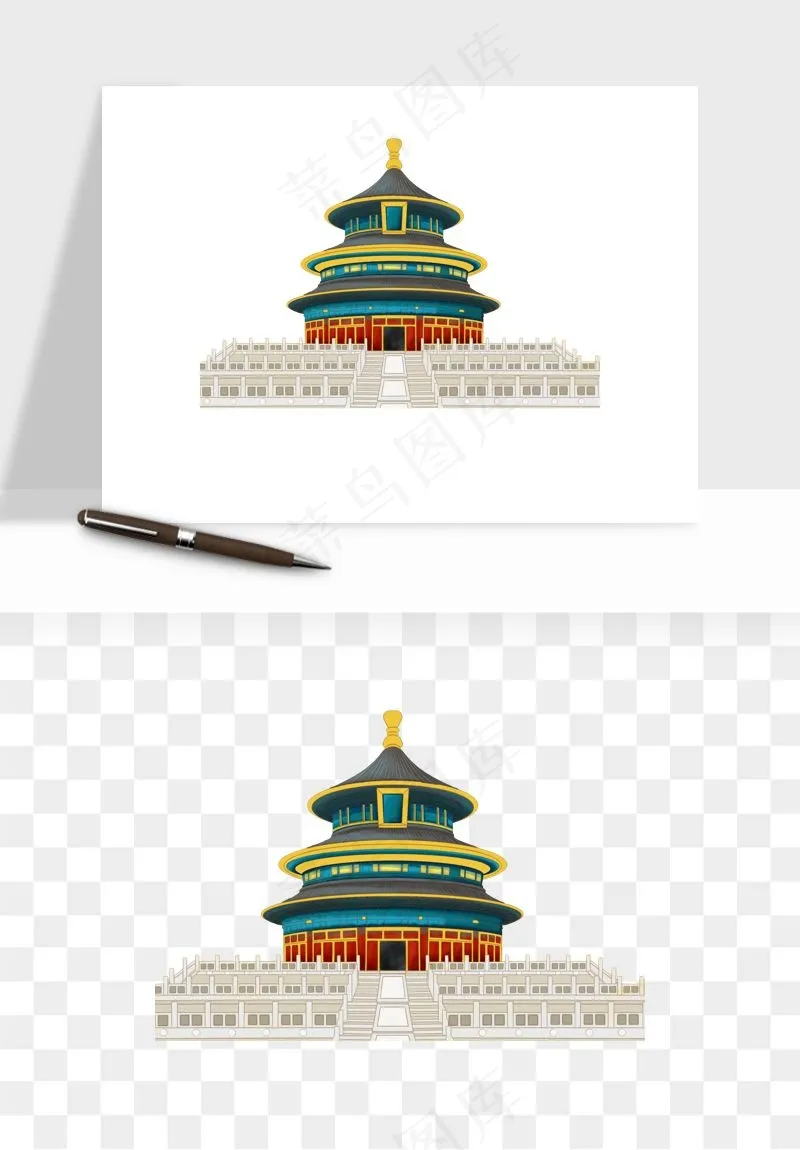 国潮风古建筑古楼古塔鼓楼psd,png免抠图(2000x2000)psd模版下载