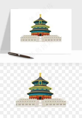 国潮风古建筑古楼古塔鼓楼psd,png免抠图