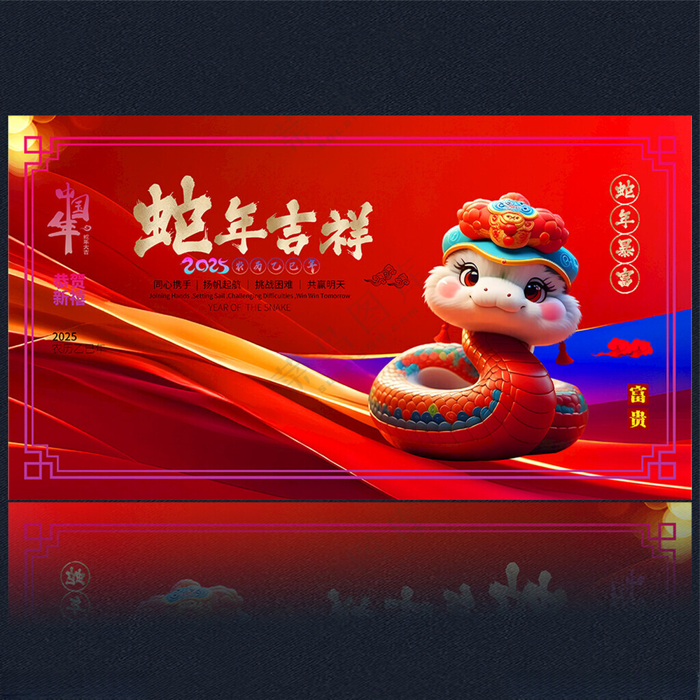 2025新年 蛇年字体设计农历乙巳年海报
