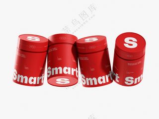 红色高档茶叶牛皮纸罐贴图样机零食包装vi设计展示PS模板-01