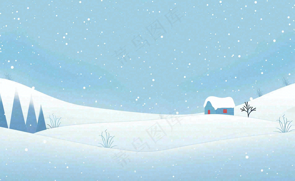 冬天白雪覆盖寒冷唯美雪景大寒插画背景