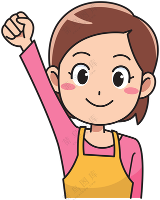 握拳手势美女人物插画创意免抠图片