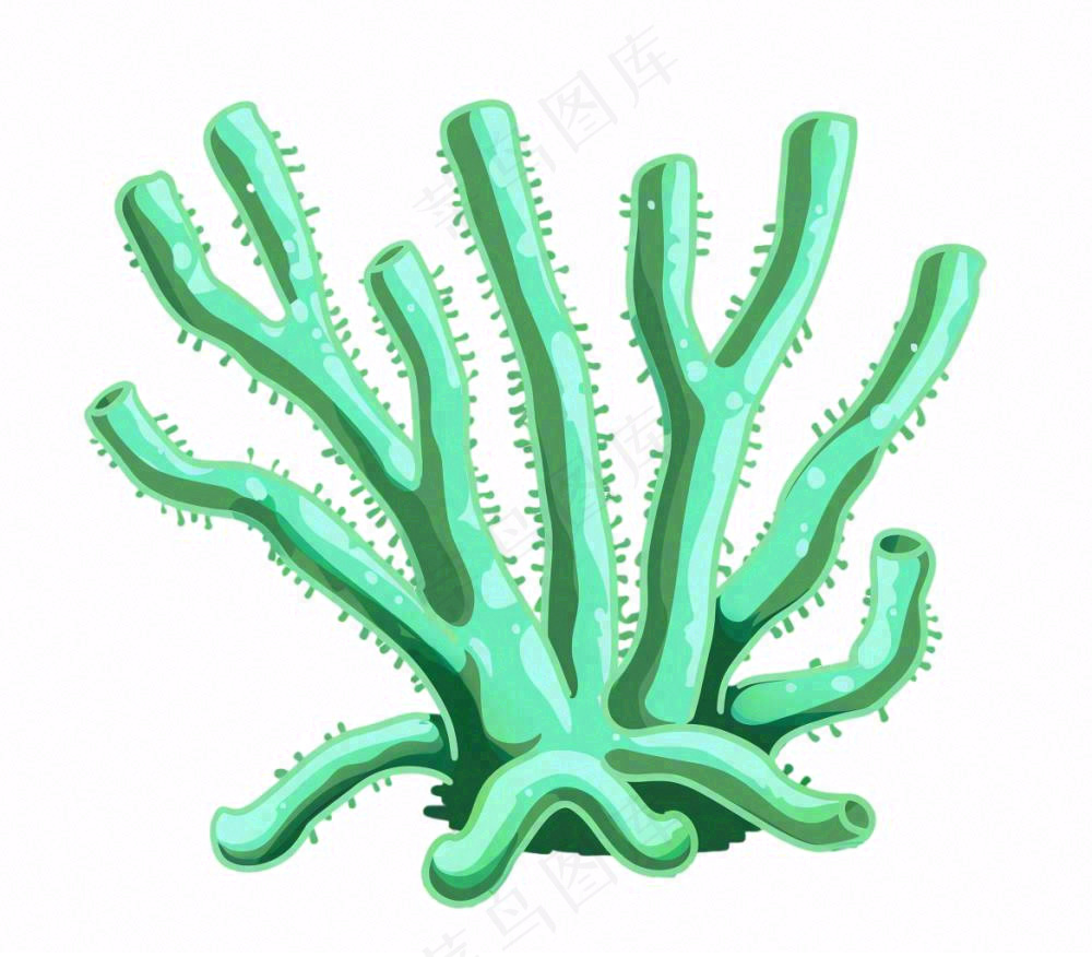 海洋海藻珊瑚植物卡通插画免抠