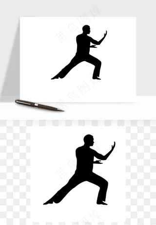 拳击空手道人物剪影矢量
