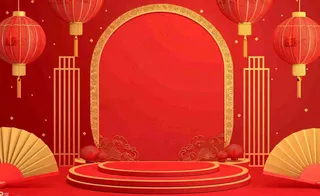 红色喜庆新年红灯笼庆祝节日元旦插画背景