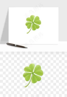 手绘四叶草幸运植物png免抠