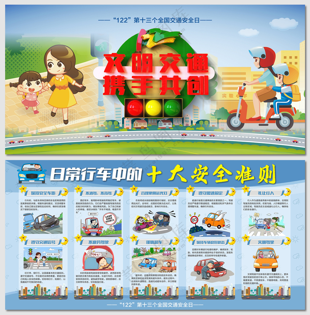 全国交通安全日十大准则展板