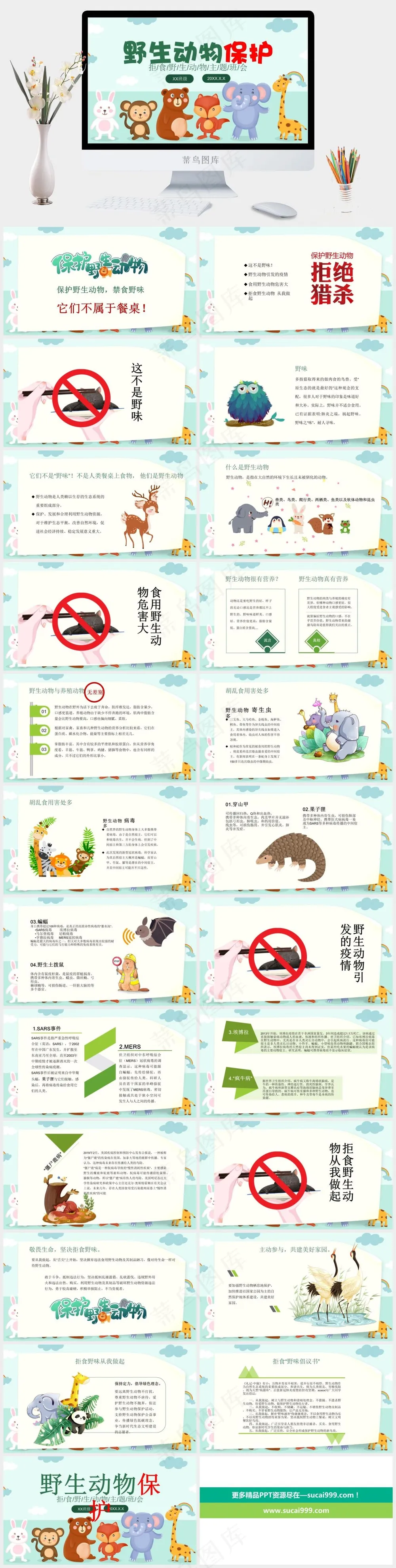 保护野生动物绿色环保PPT